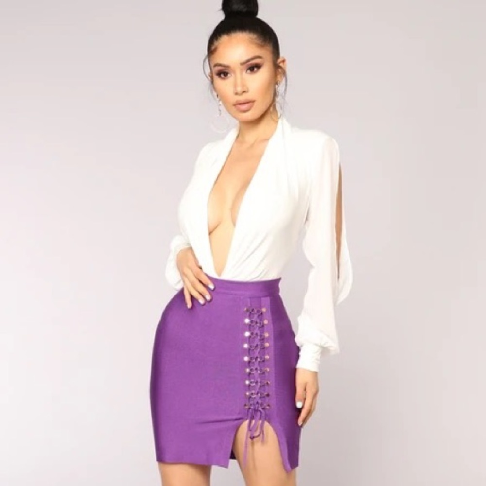 Fashion Nova Lace-Up Bandage Skirt - Purple